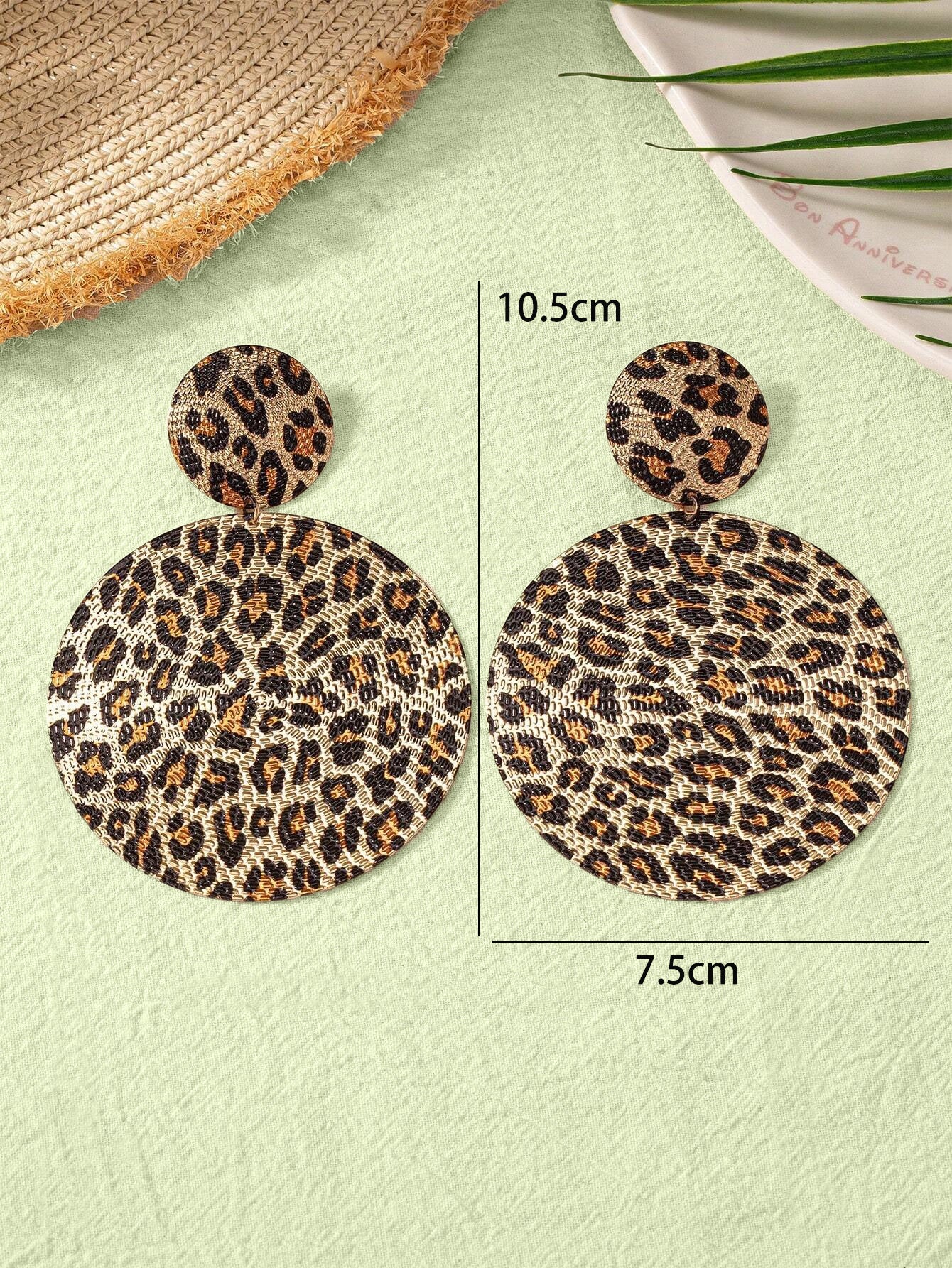Leopard Print Drop Earrings For Women Featuring Durable Metal Material
