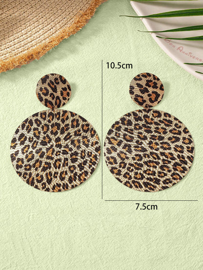 Leopard Print Drop Earrings For Women Featuring Durable Metal Material