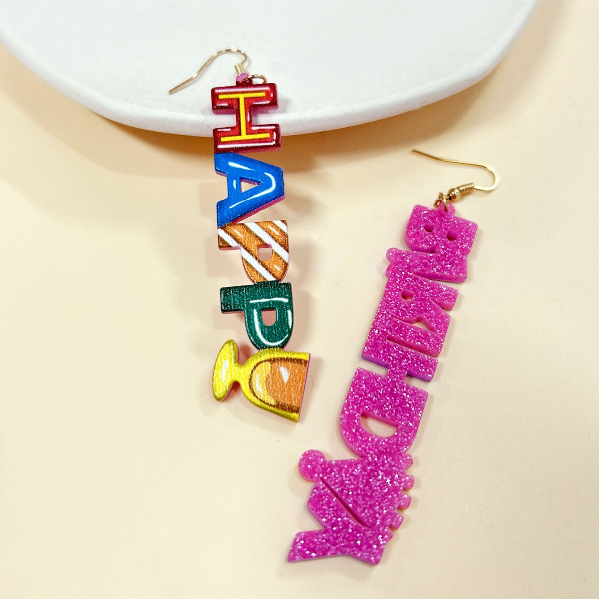 Hip-Hop Multicolor Acrylic Letter Earrings For Stylish Statement Looks