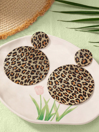 Leopard Print Drop Earrings For Women Featuring Durable Metal Material