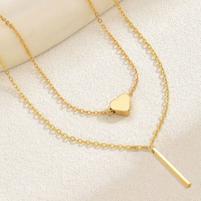 Heart Shape Metal Necklace For Women In Elegant Golden Finish