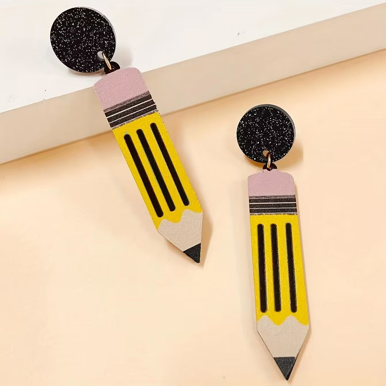 Cartoon Yellow Acrylic Drop Earrings For Women Featuring Lightweight Design