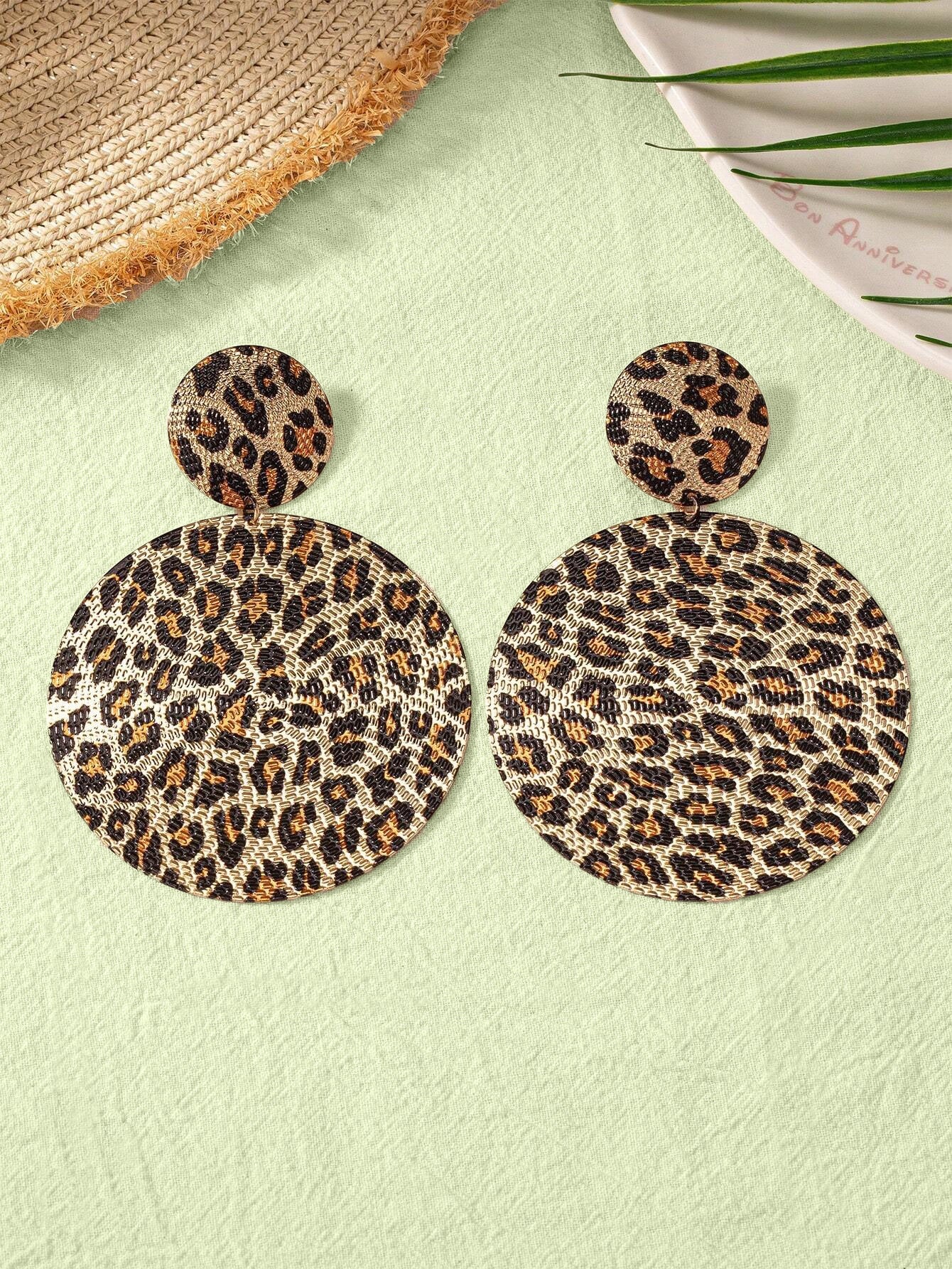 Leopard Print Drop Earrings For Women Featuring Durable Metal Material