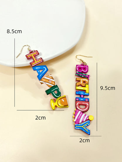 Hip-Hop Multicolor Acrylic Letter Earrings For Stylish Statement Looks