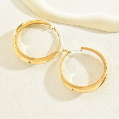 For Golden Retro Metal Hoop Earrings Featuring Classic Design And Durable Construction