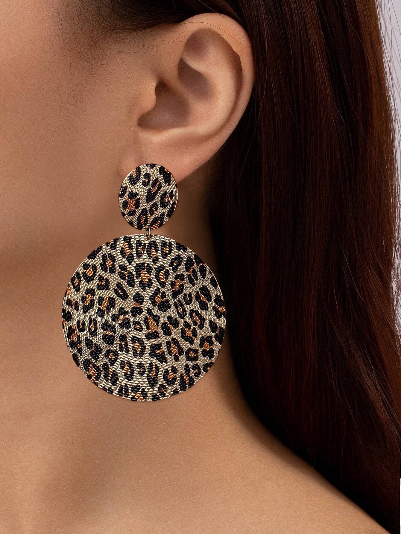 Leopard Print Drop Earrings For Women Featuring Durable Metal Material