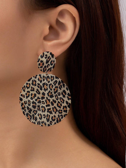 Leopard Print Drop Earrings For Women Featuring Durable Metal Material
