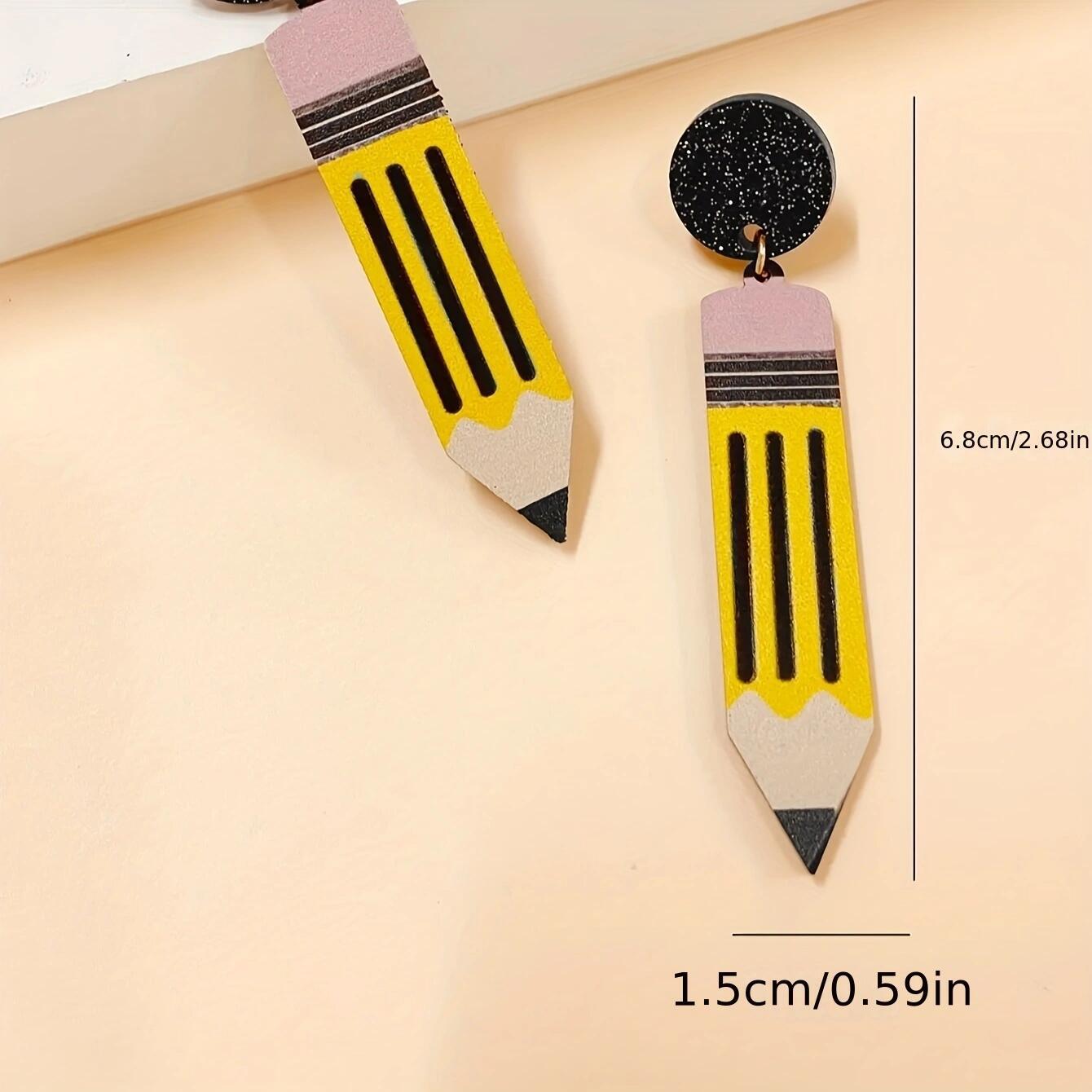 Cartoon Yellow Acrylic Drop Earrings For Women Featuring Lightweight Design