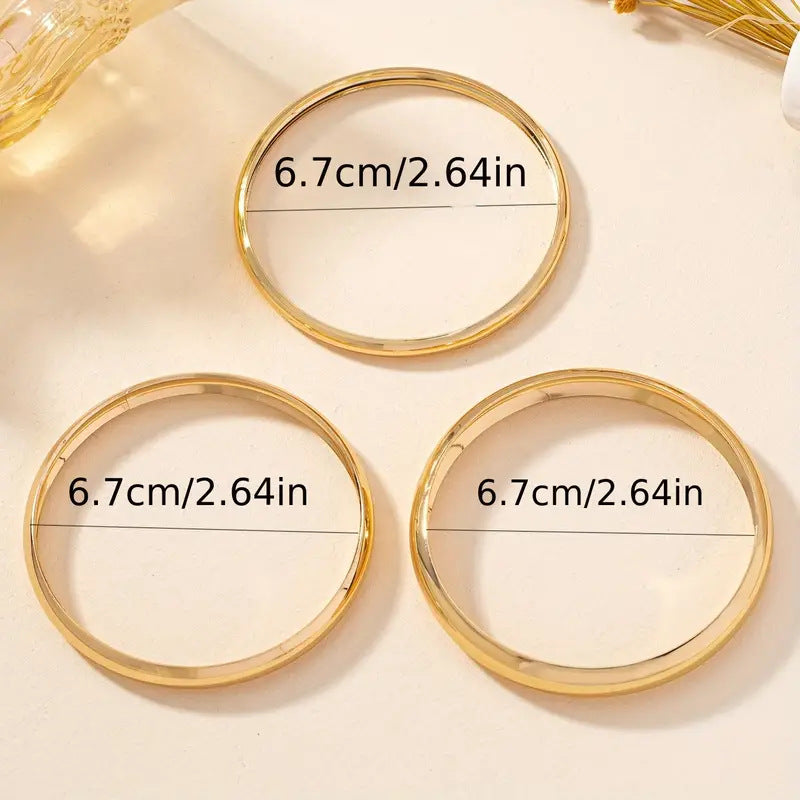 Bohemian Round Bangle For Women In Golden Metal, 1 Set