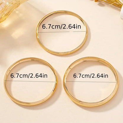 Bohemian Round Bangle For Women In Golden Metal, 1 Set