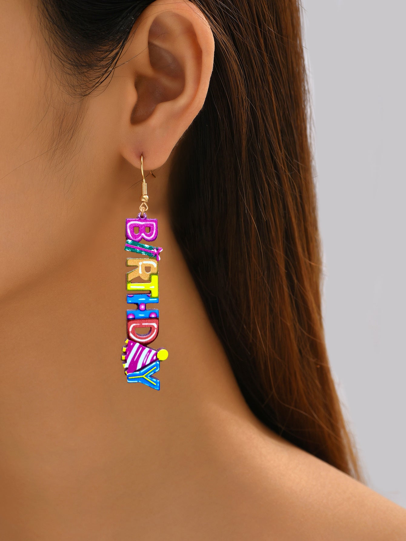Hip-Hop Multicolor Acrylic Letter Earrings For Stylish Statement Looks