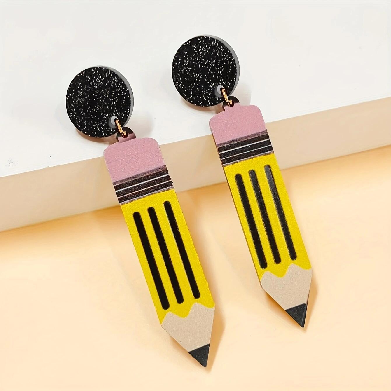Cartoon Yellow Acrylic Drop Earrings For Women Featuring Lightweight Design