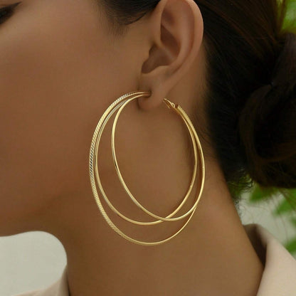 Exaggerated Golden Metal Circle Earrings For Stylish Statement Looks