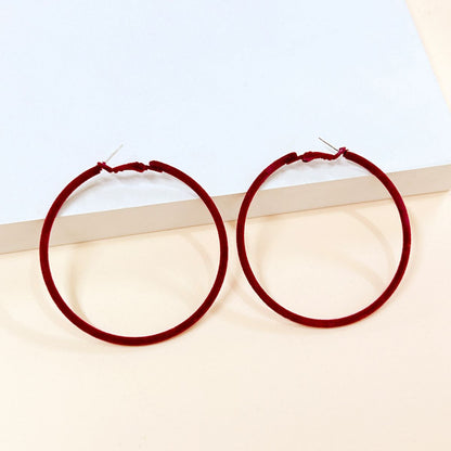 Round Wine Red Iron Earrings For Women, 1 Pair