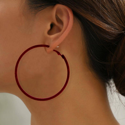Round Wine Red Iron Earrings For Women, 1 Pair