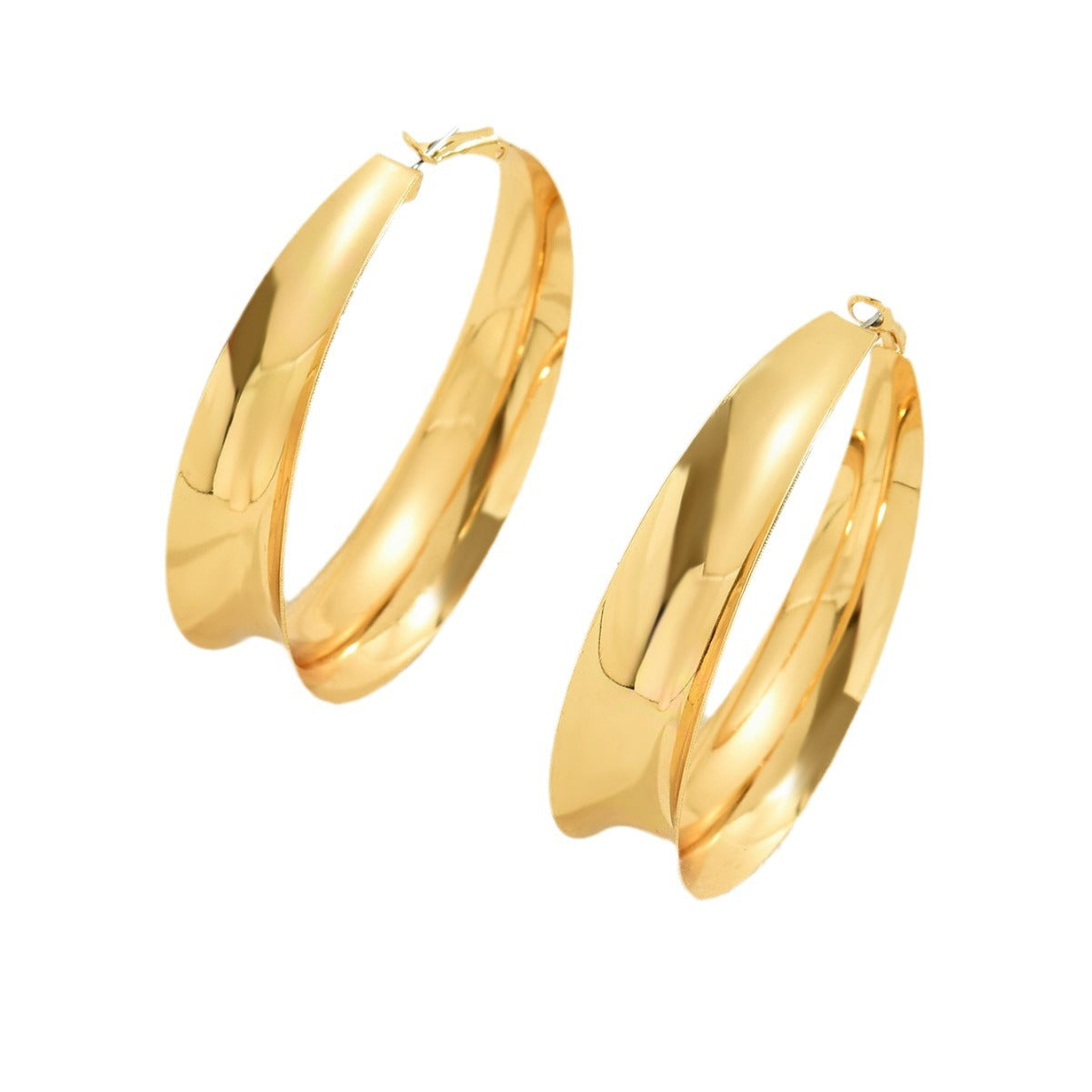 For Golden Retro Metal Hoop Earrings Featuring Classic Design And Durable Construction