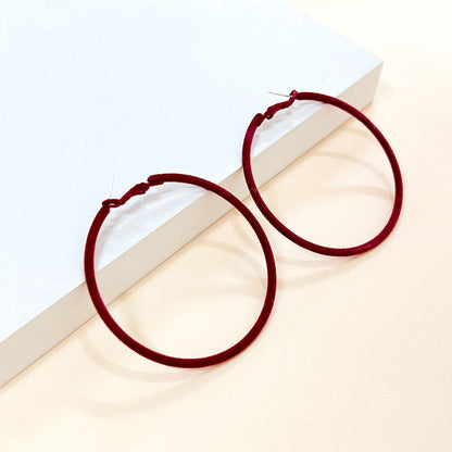 Round Wine Red Iron Earrings For Women, 1 Pair