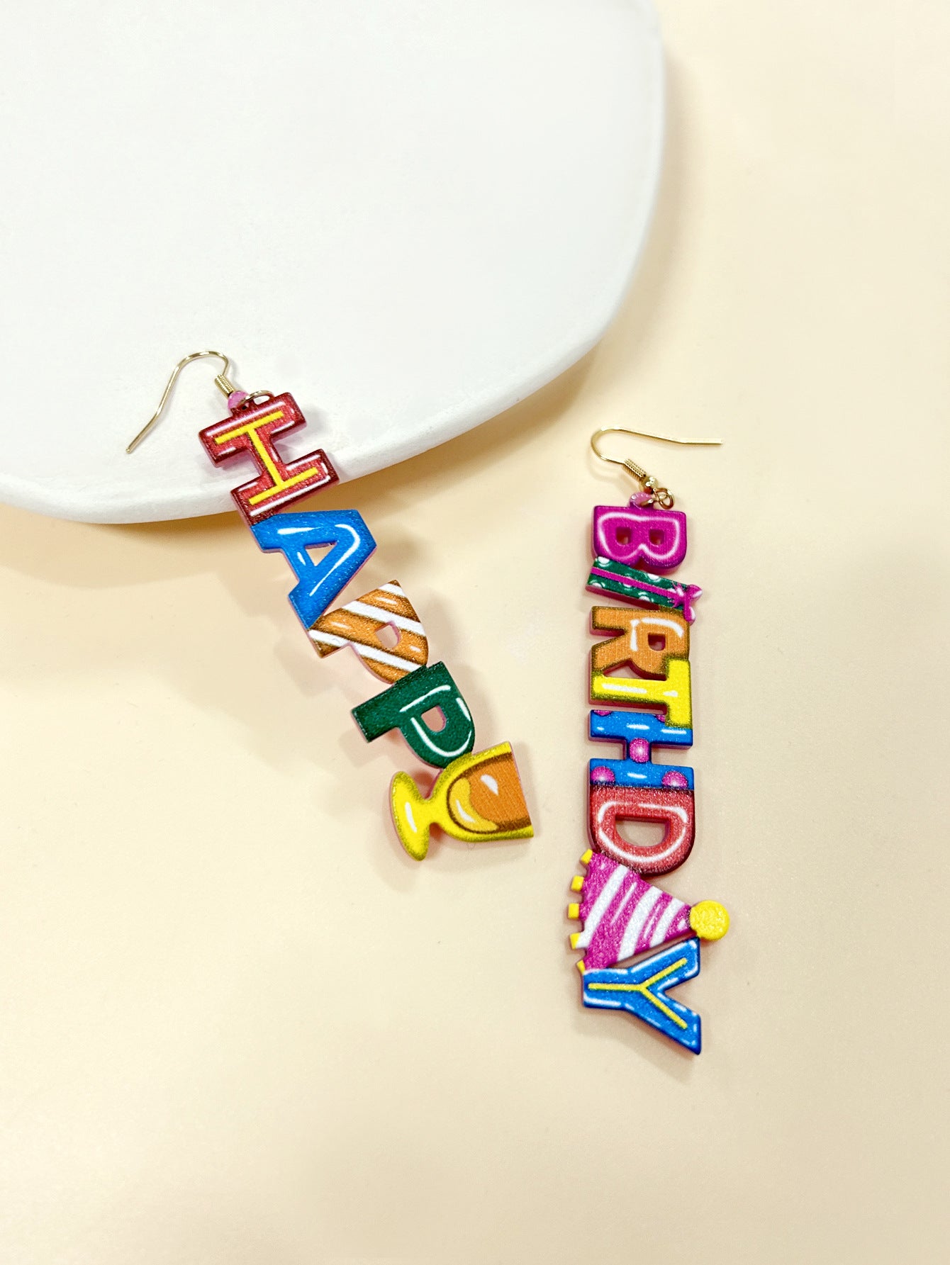 Hip-Hop Multicolor Acrylic Letter Earrings For Stylish Statement Looks