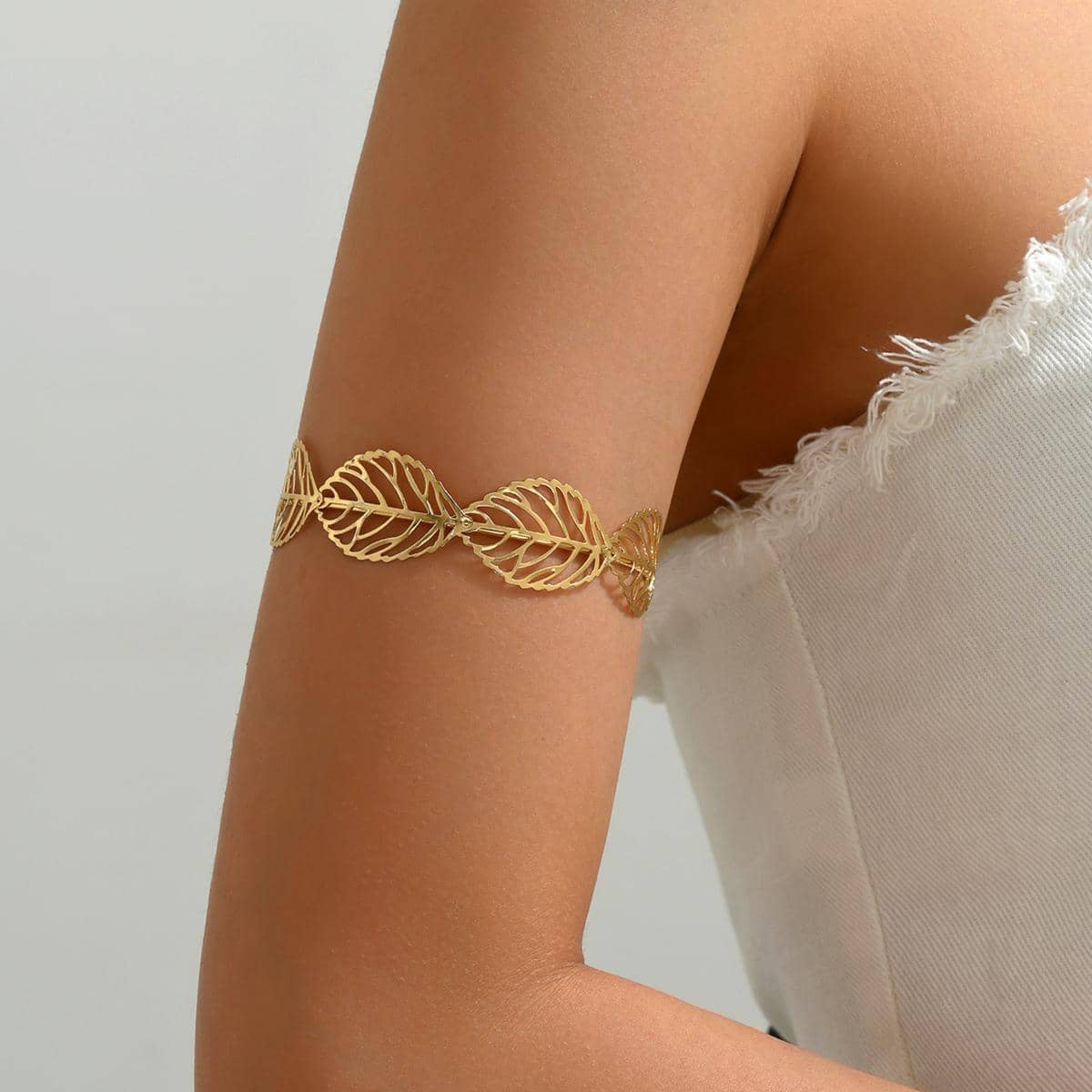 Leaves Pattern Iron Arm Bracelet Featuring Elegant Design In Durable Material