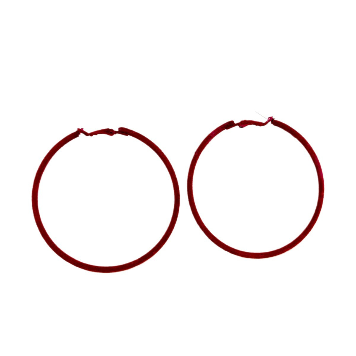 Round Wine Red Iron Earrings For Women, 1 Pair