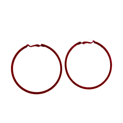 Round Wine Red Iron Earrings For Women, 1 Pair