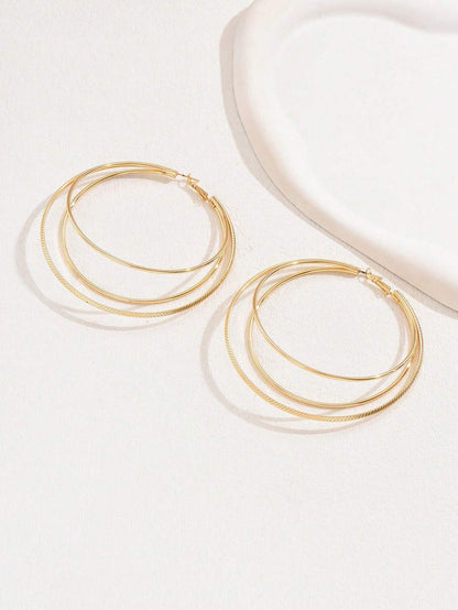 Exaggerated Golden Metal Circle Earrings For Stylish Statement Looks