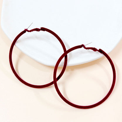 Round Wine Red Iron Earrings For Women, 1 Pair