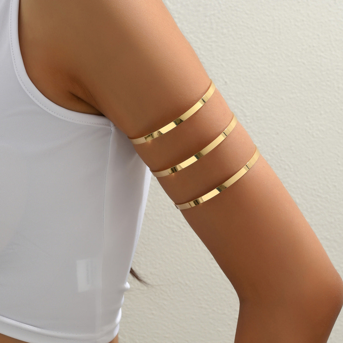 Geometric Golden Iron Arm Cuff Punk Style 1 Piece