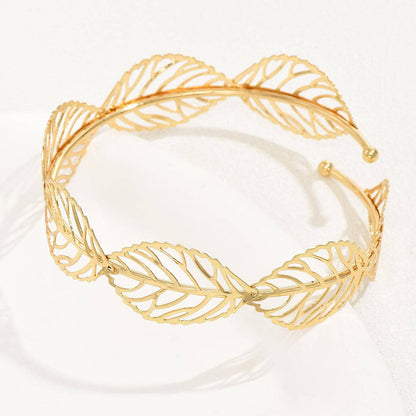 Leaves Pattern Iron Arm Bracelet Featuring Elegant Design In Durable Material