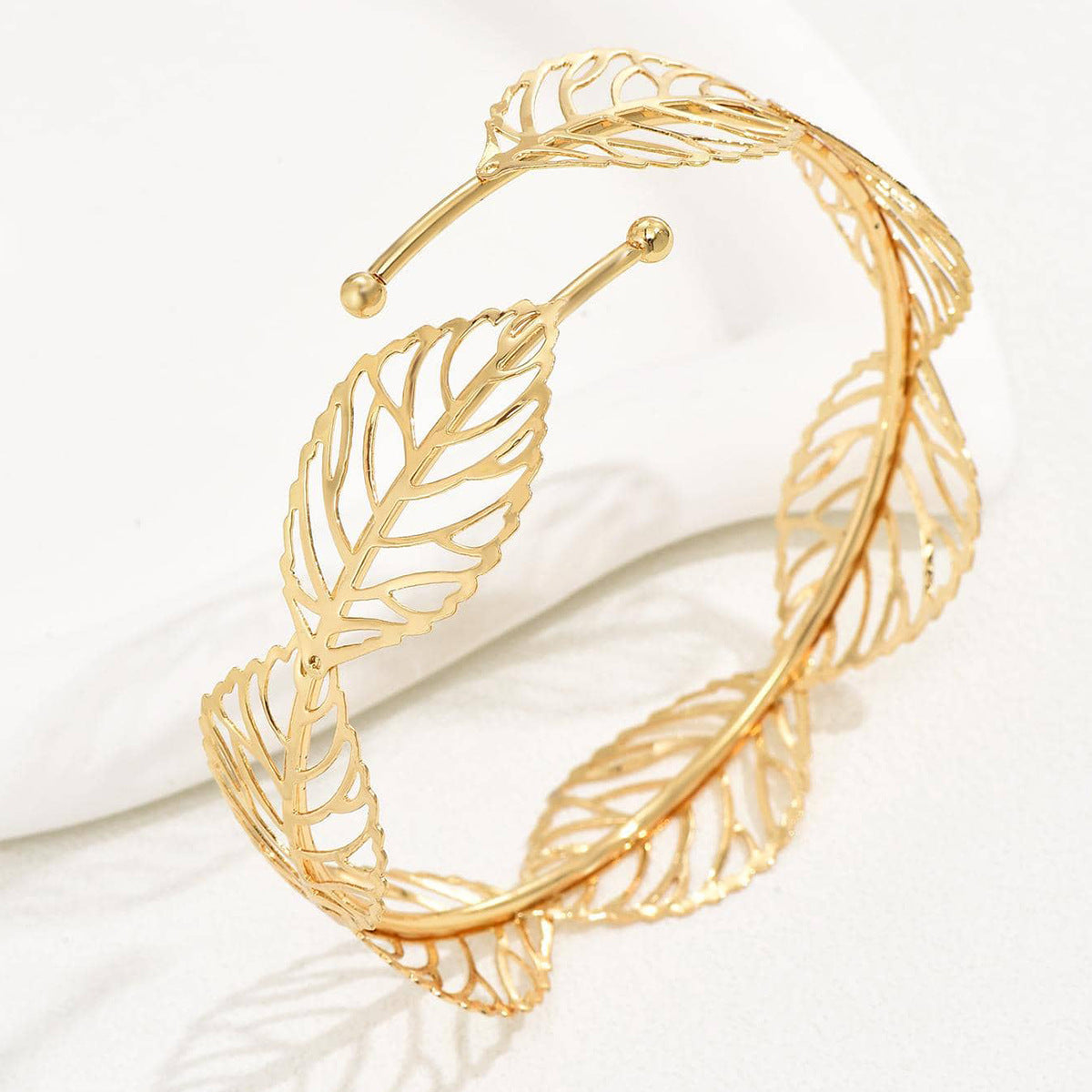 Leaves Pattern Iron Arm Bracelet Featuring Elegant Design In Durable Material