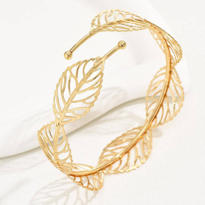 Leaves Pattern Iron Arm Bracelet Featuring Elegant Design In Durable Material