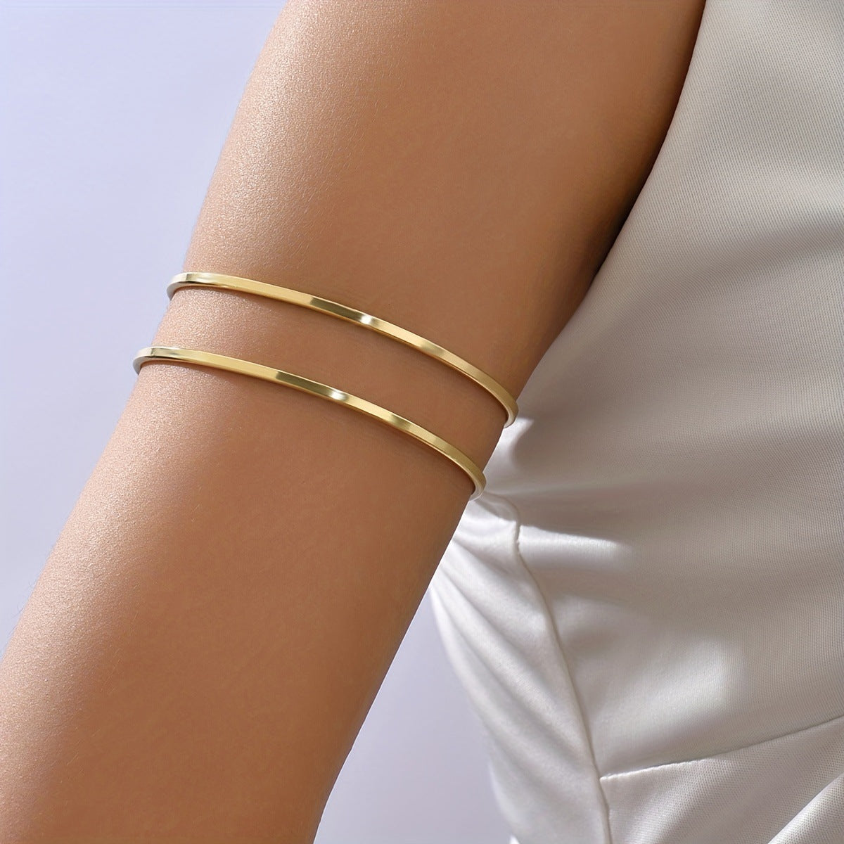 Unisex Golden Iron Arm Cuff Featuring Elegant Lines Design