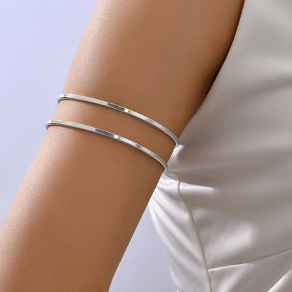 Unisex Golden Iron Arm Cuff Featuring Elegant Lines Design
