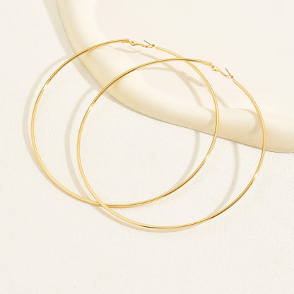 Round Golden Alloy Earrings For Elegant Style