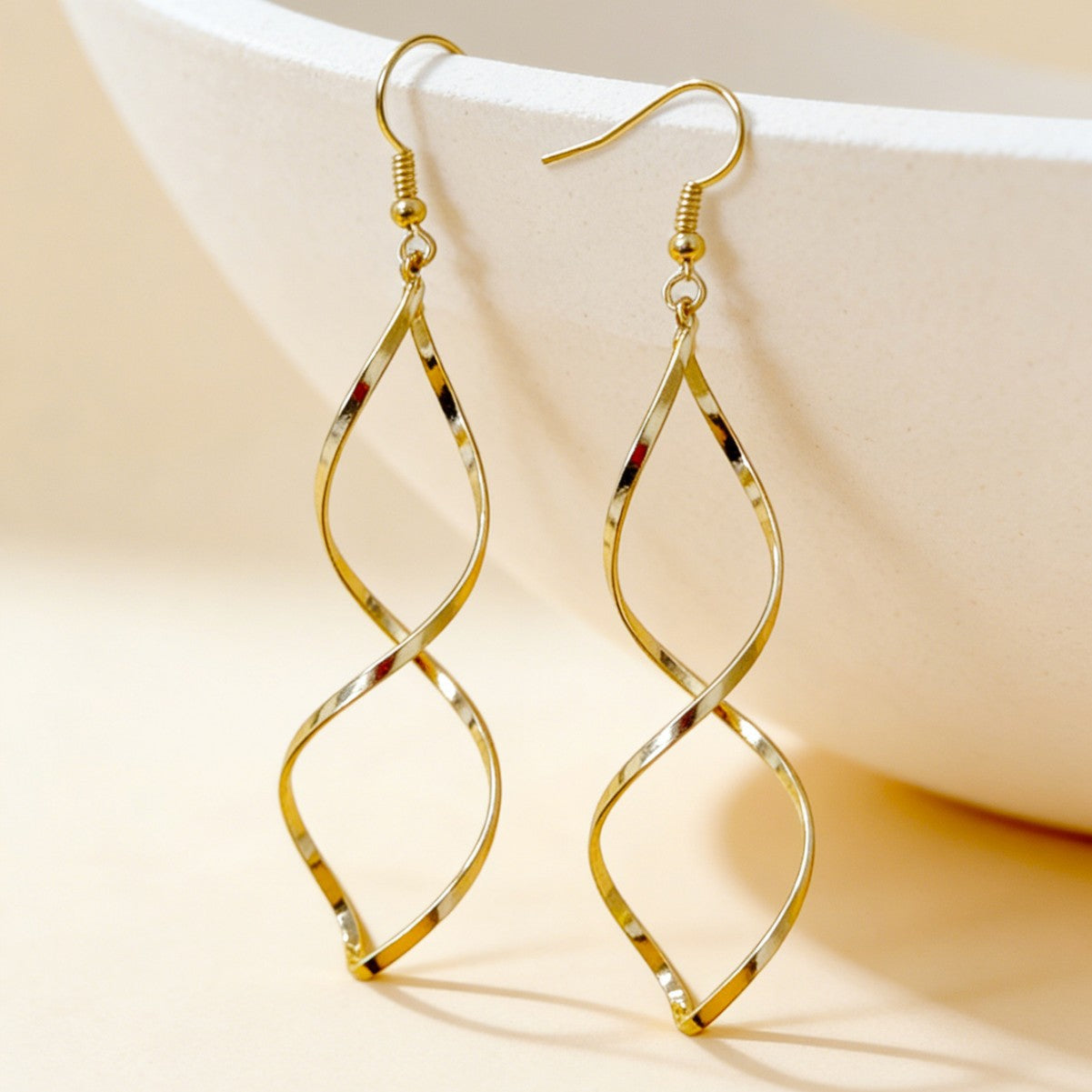 Curve Drop Earrings For Women Made Of Zinc Alloy Featuring Elegant Design