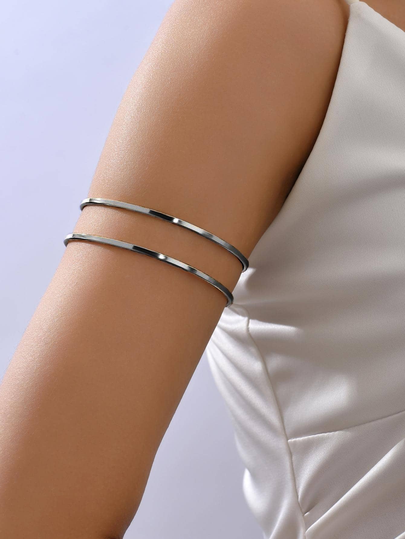 Geometric Golden Alloy Arm Cuff Bangle For Stylish Jewelry Accessories