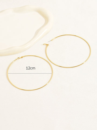 Round Golden Alloy Earrings For Elegant Style