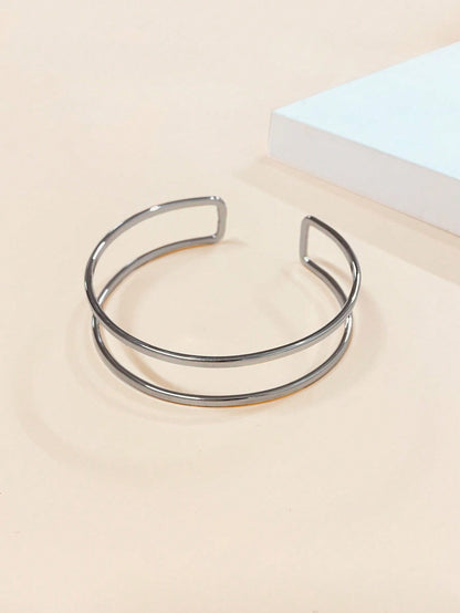 Geometric Golden Alloy Arm Cuff Bangle For Stylish Jewelry Accessories