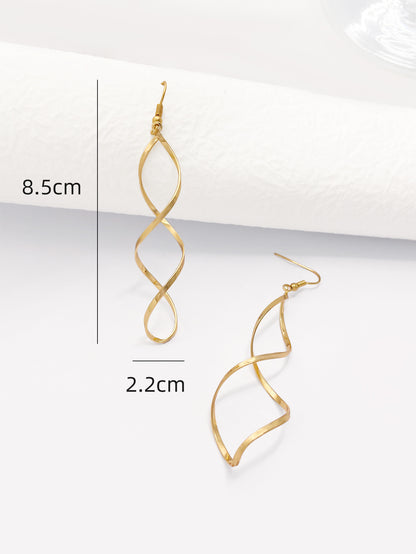 Curve Drop Earrings For Women Made Of Zinc Alloy Featuring Elegant Design