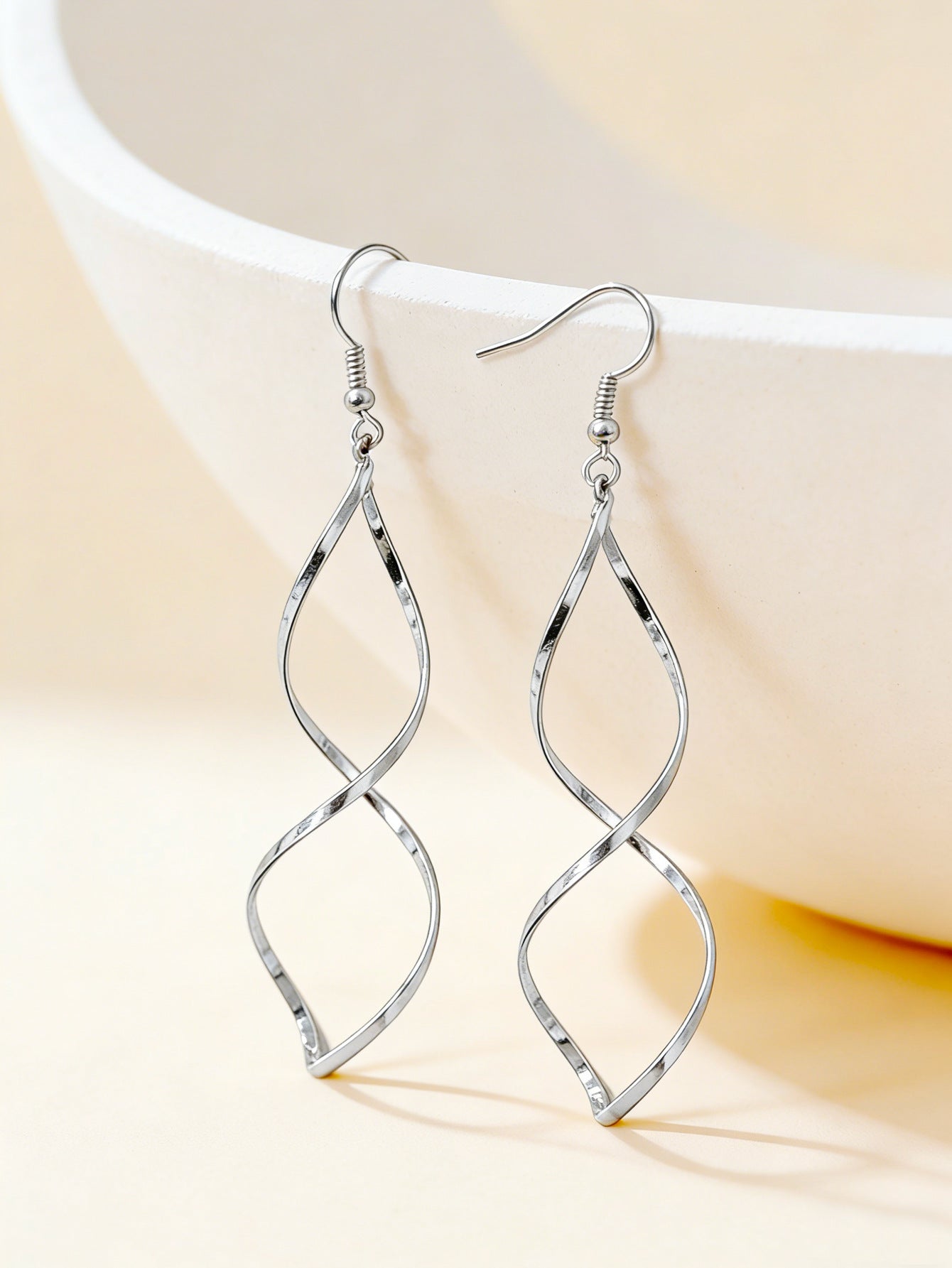Curve Drop Earrings For Women Made Of Zinc Alloy Featuring Elegant Design