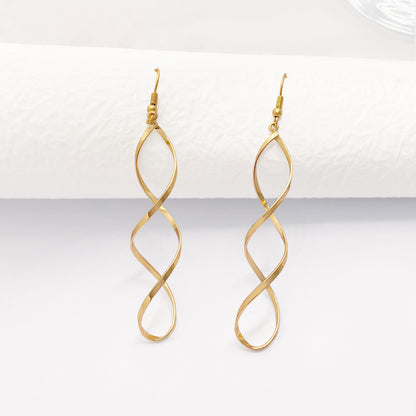 Curve Drop Earrings For Women Made Of Zinc Alloy Featuring Elegant Design