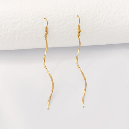 Curve Drop Earrings For Women Made Of Zinc Alloy Featuring Elegant Design