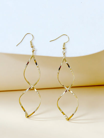 Curve Drop Earrings For Women Made Of Zinc Alloy Featuring Elegant Design