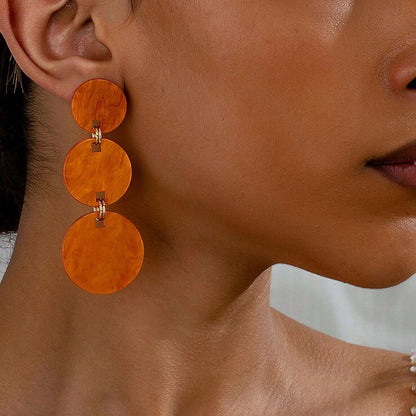 Round Acrylic Drop Earrings For Women, Available In Multiple Colours, Stylish And Lightweight