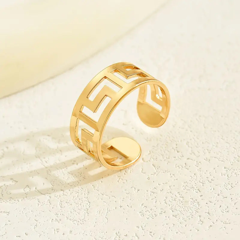 Golden Alloy Letter Ring For Stylish Wear