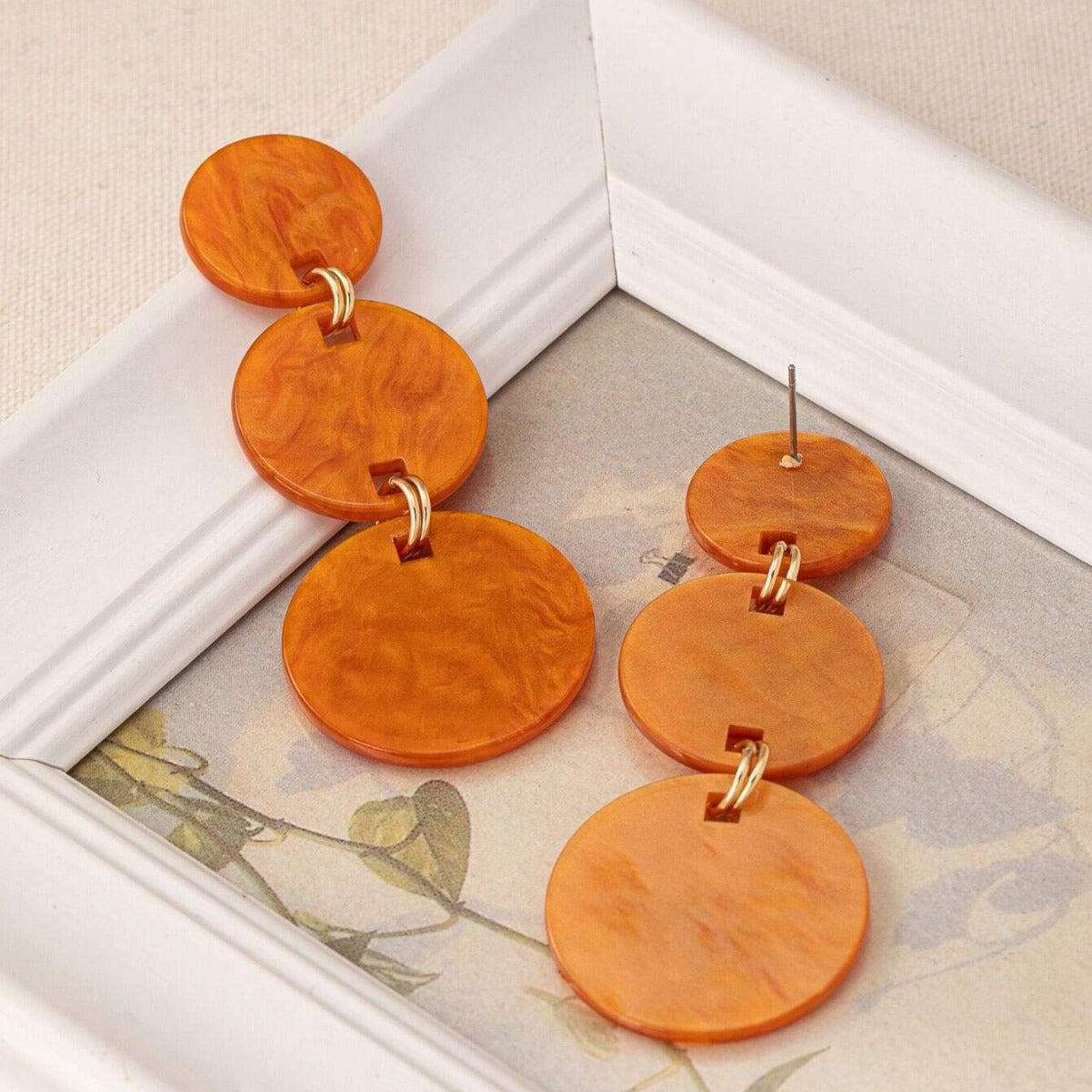 Round Acrylic Drop Earrings For Women, Available In Multiple Colours, Stylish And Lightweight