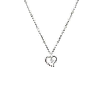 Heart Shape Pendant For Women In Simple Style, Made Of Copper With Golden Finish And Zircon Inlay