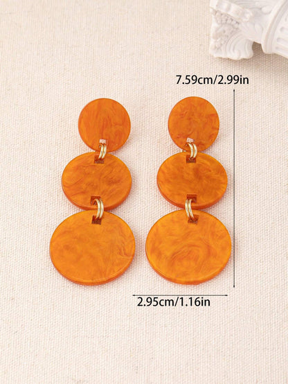 Round Acrylic Drop Earrings For Women, Available In Multiple Colours, Stylish And Lightweight
