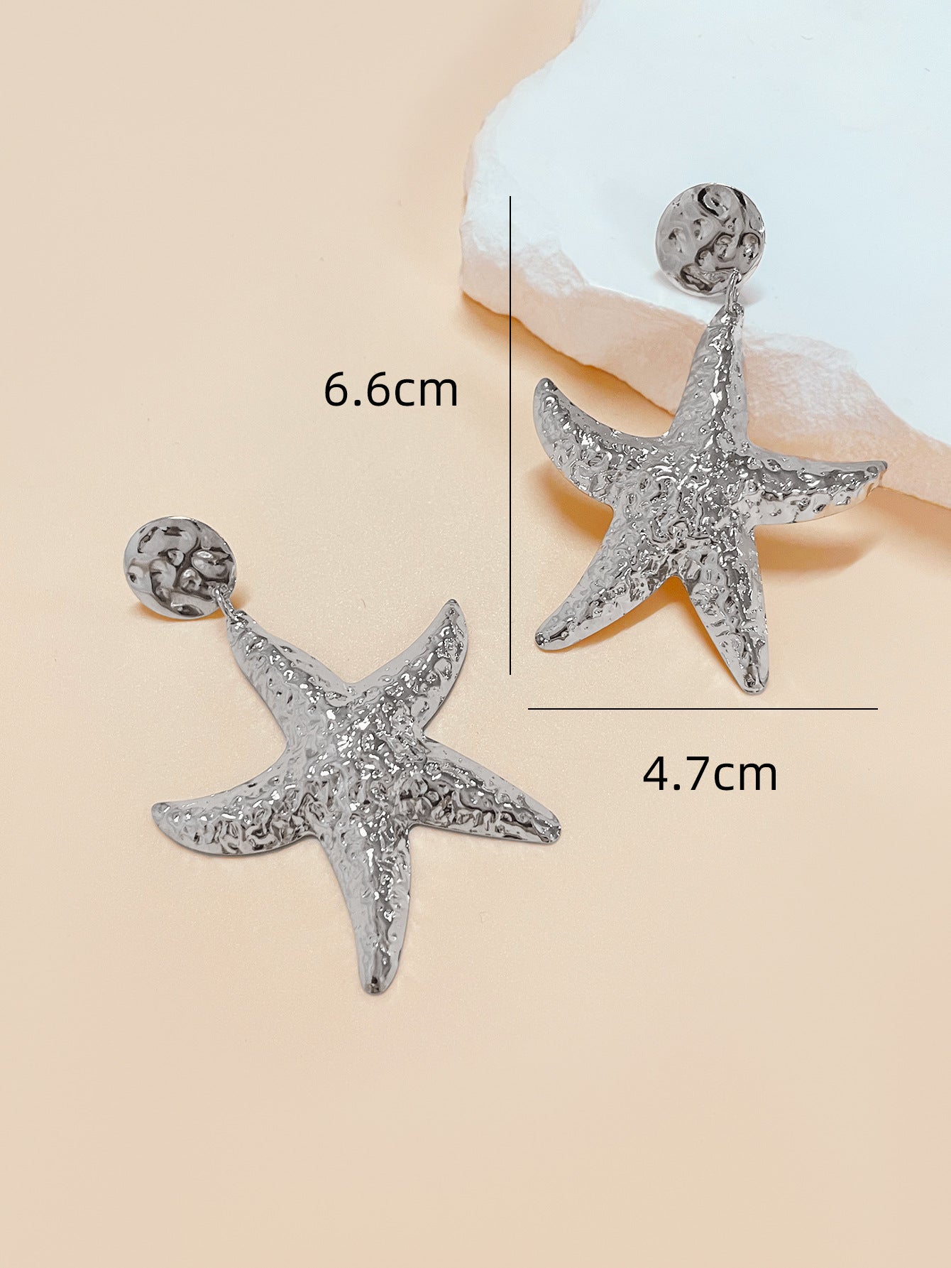 Starfish Drop Earrings For Women Featuring Hammered Golden Alloy Design