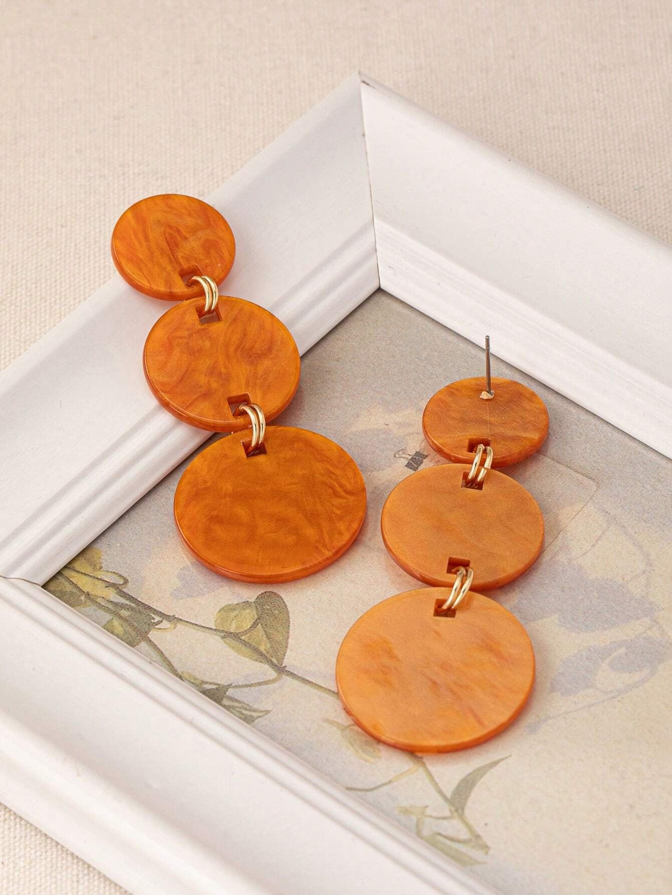 Round Acrylic Drop Earrings For Women, Available In Multiple Colours, Stylish And Lightweight